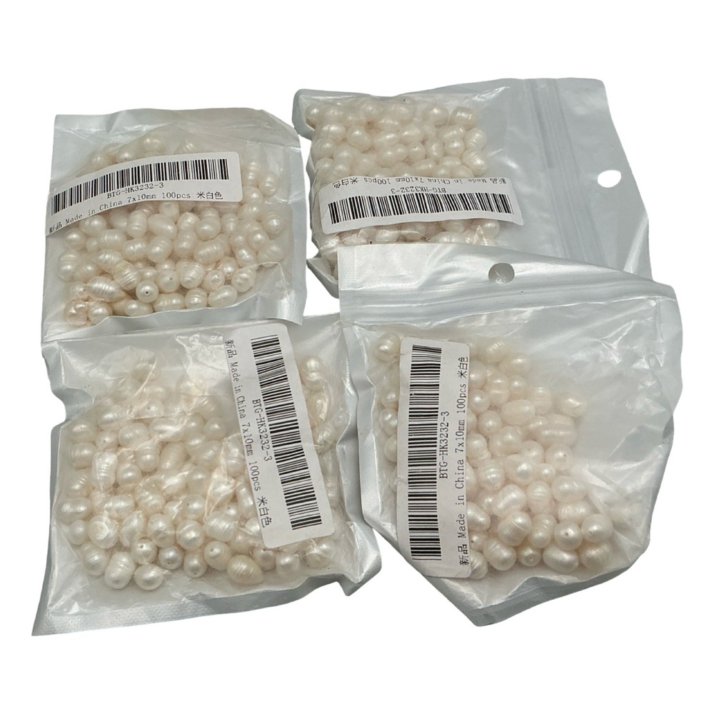 400pcs Cultured Freshwater Pearl Beads 7x10mm White Rice Oval BTG-HK3232-3